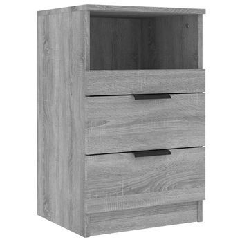 Mesita De Noche | Mesa Auxiliar | Mesilla Madera Contrachapada Gris Sonoma