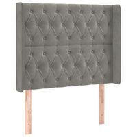 cabecero cama mueble de dormitorio con led de terciopelo claro 103 x 16 x 118128 cm gris m020001399