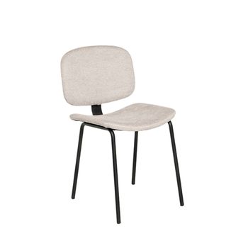Silla tapizada beige con asiento y respaldo curvo