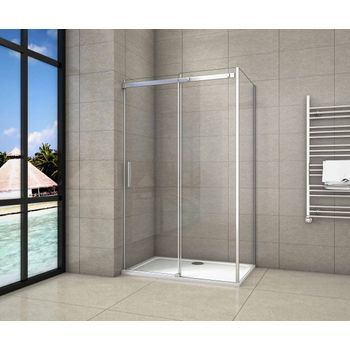 Aica Mampara De Ducha Corredera Frontal Y Panel Lateral Perfil Cromado Vidrio Antical 8mm (1272-1292)x(780-803)x1950mm