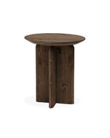 mesa auxiliar de madera maciza en tono nogal de 50x45cm