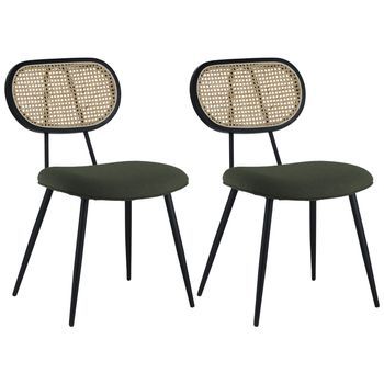 Pack De 2 Sillas Verde Caqui Con Respaldo De Rejilla Elena