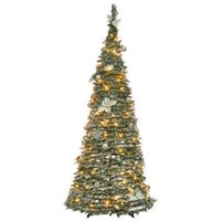 arbol de navidad artificial nieve con luces led incorporadas y soporte metalico plegable 185 cm blanco firvana