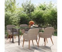 juego de comedor de jardin 5 piezas con cojines marron vidaxl