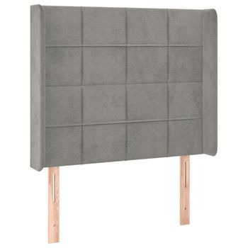 Cabecero Cama Mueble De Dormitorio Con Led De Terciopelo Claro 83 X 16 X 118/128 Cm Gris M02_0001505