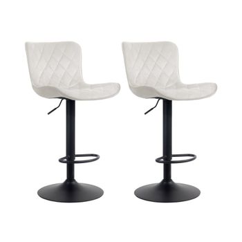 Set de 2 Taburetes de bar regulable en Terciopelo Crema