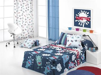Edredón conforter monsters infantil satén con botones cañete
