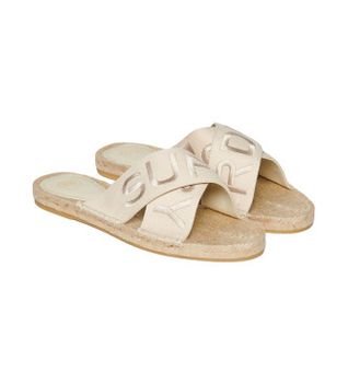 Superdry para mujer. WF310221A Alpargatas de tiras cruzadas beige (40), Tela, Plano, Ninguno, Casual