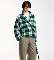 essentiel antwerp para mujer karreau cardigan cuadros karreau xs casual verde poliamida
