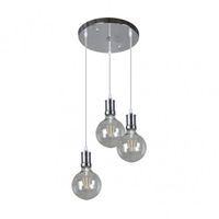 fabrilamp lampara prisco 3xe27 cromotransparente bombillas incluidas 24w 2700k 2550lm regx36x36 cm