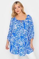 yours blusa blanca de hojas azules mujer curvy y tallas grandes yours
