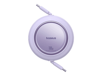 Cable USB-C - Baseus Free2Pull, Retráctil, Tipo C a C, de 150 cm, Universal, 100W, Lila
