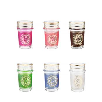 Tazas de té doradas arabescas 6 colores - lote de 6