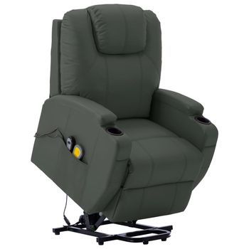 Sillón Elevable De Cuero Sintético Gris Antracita Vidaxl