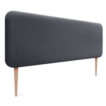 Dhome Cabecero Tapizado En Terciopelo Liso Con Patas Redondeado Para Pared Acústicos Cabeceros Absorbentes Cabezal Cama Dormitorio (gris Ceniza, 135cm)