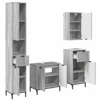 juego de muebles de bano gris sonoma madera compuesta metal vidaxl