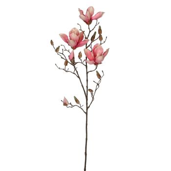 Flor artificial magnolia rosa  h88xb7xl23cm
