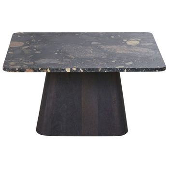 Mesa de centro de piedra negra y mango macizo de 80 cm
