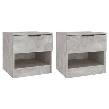 Pack 2 Uds Mesita De Noche | Armario De Noche | Mesa De Noche Madera Contrachapada Gris Hormigón