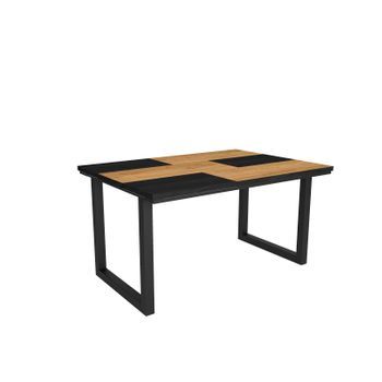 Mesa De Comedor, 6 Comensales, 140, Robusta Y Estable Gracias A Su Estructura Y Patas Macizas, Ideal Para Reuniones Familiares, Roble Y Negro, Estilo