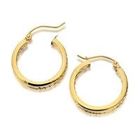 9ct Gold Diamond Cut Square Edged Hoop Earrings - 20mm - G2220