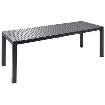 Mesa De Jardín Extensible 160/220 X 90 Cm Acabado De Aluminio Con Recubrimiento En Polvo Exterior Moderno Gris Oscuro Ardesio