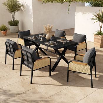 Conjunto De Jardín-sofá De Exterior-hierro-flieks-negro