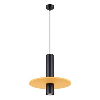 Lámpara colgante amarillo/negro fieltro/acero alt. 126 cm