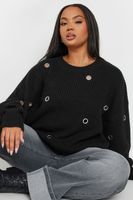 yours jersey de punto negro con ojales mujer curvy y tallas grandes yours