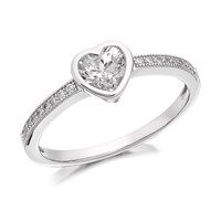 Silver Heart Cubic Zirconia Ring - F6006-Q