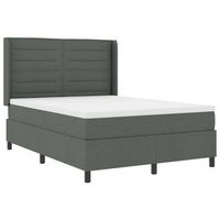 cama box spring led con colchon gris oscuro 140 x 200 cm tela vidaxl
