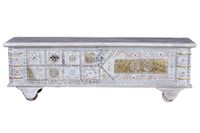 baul madera de mango en blanco envejecido