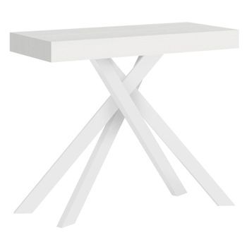 Consola Extensible 90x40/300 Cm Krack Fresno Blanco Patas Blancas