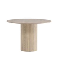 mesa de comedor redonda de madera blanqueada para 4 personas - blanca