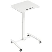 homcom escritorio de pie ajustable en altura con ruedas y superficie inclinable tope de seguridad blanco