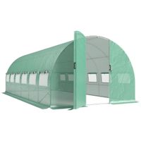outsunny invernadero de tunel 6x3x2 m con puerta con bisagras 12 ventanas de malla y estructura de acero galvanizado verde