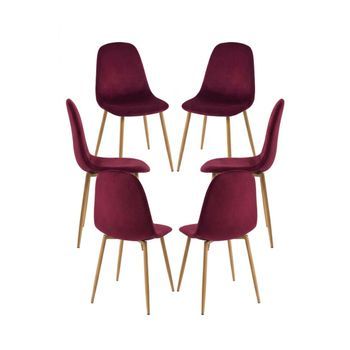 Pack 6 Sillas Teok Terciopelo De Terciopelo 84*39*42 Cm - Rojo