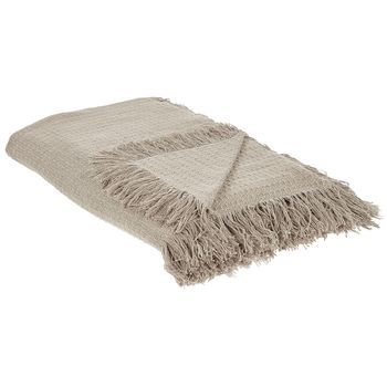 Colcha Decorativa Para Cama Con Borlas De Álgodón Dormitorio 220 X 240 Cm Gris Pardo Yerbent