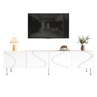 mueble de tv - mesa para salon - mdf y pb - blanco 170x35x50cm