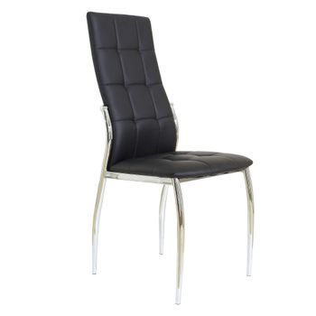 Pack 4 Sillas Laci Estilo Moderno Negras Comedor Salón Polipiel Cromadas 101x51x45