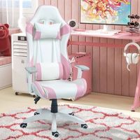 silla gamer reclinable de plastico espuma homcom 67x60x120-128cm rosa