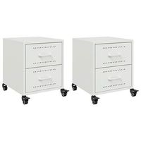 juego de 2 mesitas de noche - mesillas acero blanco 36x39x435 cm mc5602