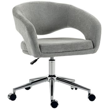 HOMCOM Silla de Oficina Ergonómica Sillón de Oficina en Chenilla con Altura Ajustable Respaldo Curvado Gris   Aosom España