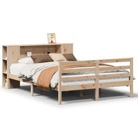 cama matrimonial  cama doble  cama con estanteria sin colchon madera maciza de pino 160x200cm cfw63152