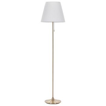 Lámpara De Pie De Metal Latón Blanco Poliéster 148 Cm Sala De Estar Torysa
