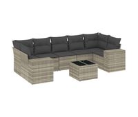vidaxl set de sofas de jardin 8 pzas y cojines ratan sintetico gris