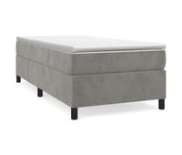cama box spring con colchon terciopelo gris claro 90x190 cm