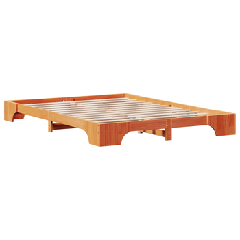 Cama Matrimonial | Cama Doble | Estructura De Cama Marrón Encerado Madera De Pino Sólido Cfw35859