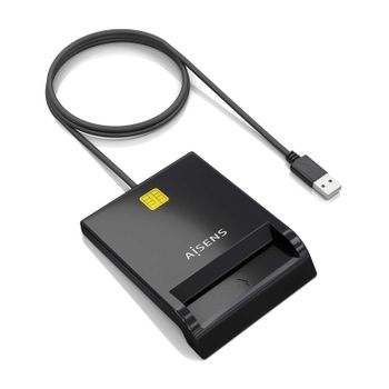 Lector DNI AISENS ASCR-SN06-BK USB 2.0 1m Negro Plug & Play Multiplataforma