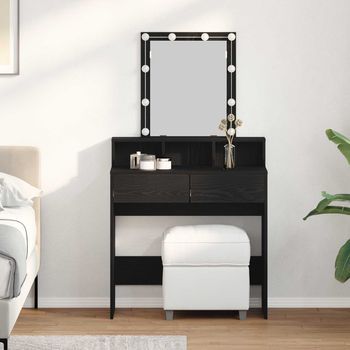 Vidaxl Mesa De Tocador Roble Negro 80 X 41 X 144.5 Cm